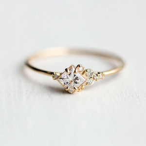 Champagne Gemstone & Diamond Rhinestone Zircon Ring 925 Silver 14k Jewelry