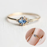 Champagne Gemstone & Diamond Rhinestone Zircon Ring 925 Silver 14k Jewelry
