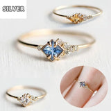 Champagne Gemstone & Diamond Rhinestone Zircon Ring 925 Silver 14k Jewelry