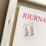 Champagne 925 Silver Three Ball Dangle Earrings Tassel Beaded Ear Drop