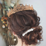 Champagne Crystal Tiara Crown Wedding Bridal Headwear
