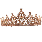 Champagne Crystal Tiara Crown Wedding Bridal Headwear