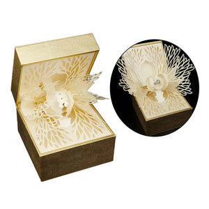 Champagne Ring Display Holder Jewelry Stand Box Wedding Blossom