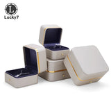 Champagne PU Jewelry Box Ring Stud Necklace Watch Bracelet Storage Box