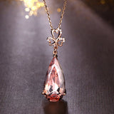 Champagne Pink Crystal Morganite Diamond Pendant Necklace 18k Rose Filled