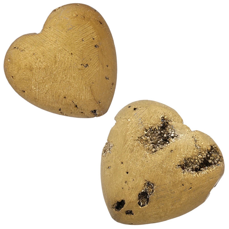 Champagne Titanium Agate Druzy Heart Crystal Healing Stone