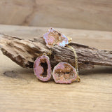 Champagne Titanium Natural Quartz Geode Druzy Pendant Necklace