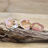 Champagne Titanium Natural Quartz Geode Druzy Pendant Necklace