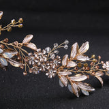 Champagne Crystal Flower Bride Headbands Hair Comb Princess Wedding Hairband
