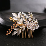 Champagne Crystal Flower Bride Headbands Hair Comb Princess Wedding Hairband