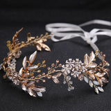 Champagne Crystal Flower Bride Headbands Hair Comb Princess Wedding Hairband
