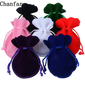 25pcs 7x9cm Velvet Bag Red Pink Green Drawstring Pouch Calabash Shape