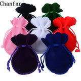 25pcs 7x9cm Velvet Bag Red Pink Green Drawstring Pouch Calabash Shape