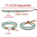6mm Turquoise Stone Heart Bracelet Leather Cord Jewelry