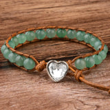 6mm Turquoise Stone Heart Bracelet Leather Cord Jewelry