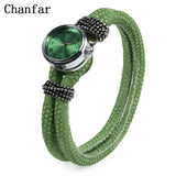 Double Wrap Leather Bracelet Snap Button Watch Bracelet