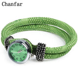 Double Wrap Leather Bracelet Snap Button Watch Bracelet