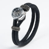 Double Wrap Leather Bracelet Snap Button Watch Bracelet