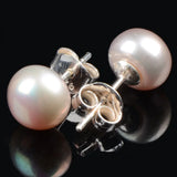 Pink Freshwater Pearl Sterling Stud Earrings 8mm