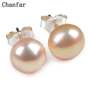 Pink Freshwater Pearl Sterling Stud Earrings 8mm