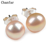 Pink Freshwater Pearl Sterling Stud Earrings 8mm