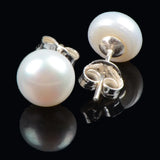 Pink Freshwater Pearl Sterling Stud Earrings 8mm