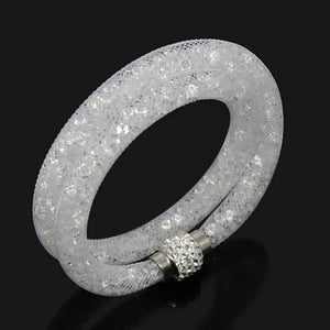 Double Crystal Mesh Bracelet with Magnetic Clasp