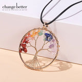 7 Chakras Crystal Tree Of Life Pendant Necklace - Reiki Healing