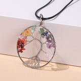 7 Chakras Crystal Tree Of Life Pendant Necklace - Reiki Healing