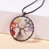 7 Chakras Crystal Tree Of Life Pendant Necklace - Reiki Healing