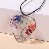 7 Chakras Crystal Tree Of Life Pendant Necklace - Reiki Healing