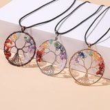 7 Chakras Crystal Tree Of Life Pendant Necklace - Reiki Healing