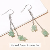 Amethyst Crystal Gravel Stainless Steel Drop Earrings
