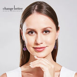 Amethyst Rough Stone Drop Earrings - Stainless Steel Rose Quartz