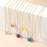 Raw Stone Pink Quartz Amethyst Dangle Earring Women Charm Necklace Set
