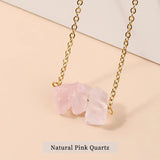 Raw Stone Pink Quartz Amethyst Dangle Earring Women Charm Necklace Set