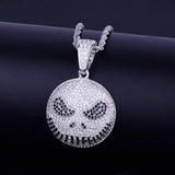 Round Face Pendant Necklace Cubic Zircon Men's Hip Hop Jewelry