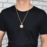 Round Face Pendant Necklace Cubic Zircon Men's Hip Hop Jewelry