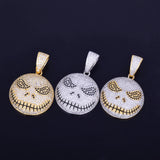 Round Face Pendant Necklace Cubic Zircon Men's Hip Hop Jewelry