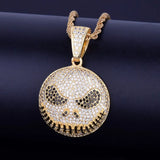 Round Face Pendant Necklace Cubic Zircon Men's Hip Hop Jewelry