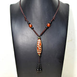 Agate Beads Men's & Women's Necklace with 9 Eyes DZI Amulet
