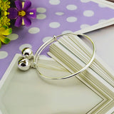 925 Sterling Silver Bell Bangle Bracelet for Girl Woman