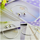 925 Sterling Silver Bell Bangle Bracelet for Girl Woman