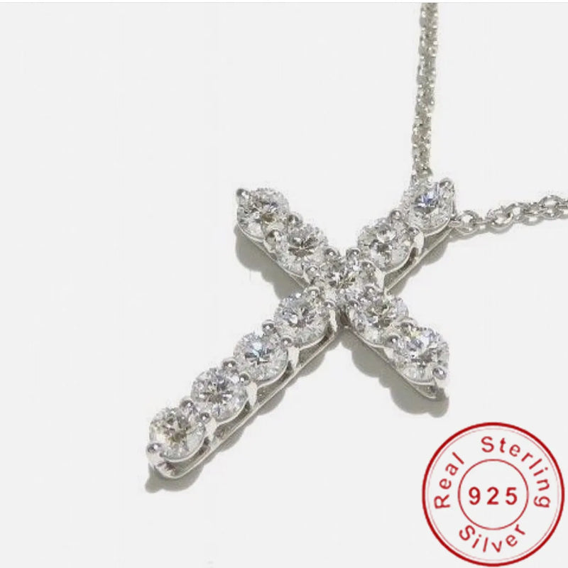 925 Silver Cross Pendant Necklace Women