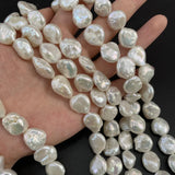 13-14mm Freshwater Pearl Beads Natural Buttons Pearls for Jewelry 13 Inches