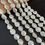 13-14mm Freshwater Pearl Beads Natural Buttons Pearls for Jewelry 13 Inches