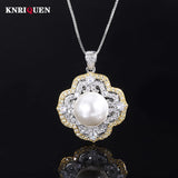 Big Pearl Pendant Necklace High Carbon Diamond Anniversary Gift
