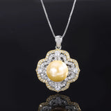 Big Pearl Pendant Necklace High Carbon Diamond Anniversary Gift