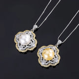 Big Pearl Pendant Necklace High Carbon Diamond Anniversary Gift