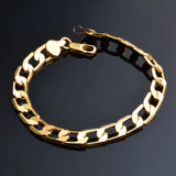 18K 925 Silver Bracelets for Women Men 8MM Chain Wedding Christmas Jewelry